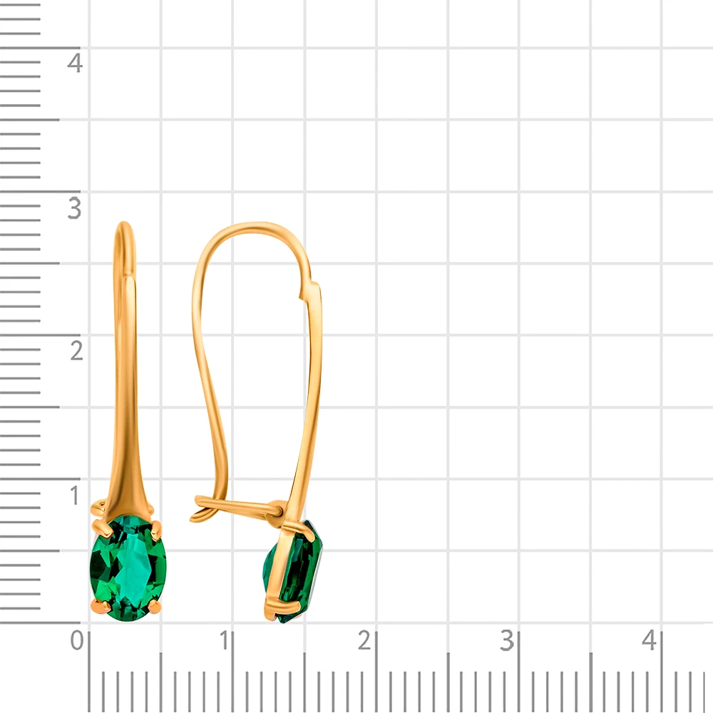 Серьги с гидротермальными изумрудами из красного золота 585 пробы 2