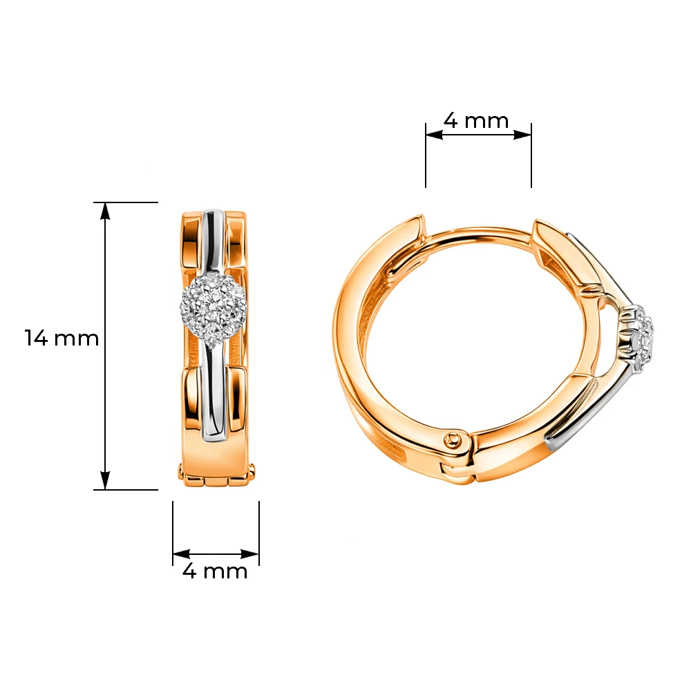 Серьги с бриллиантами из красного золота 585 пробы