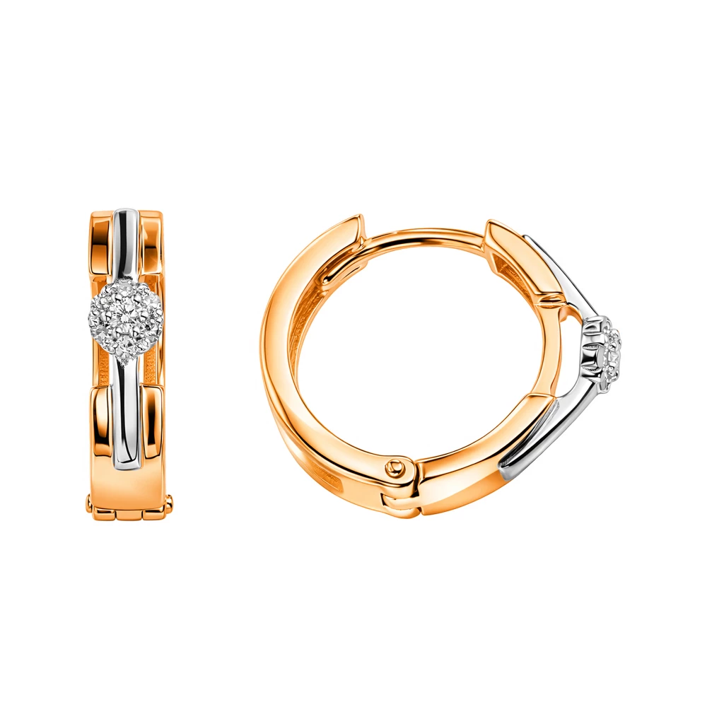 Серьги с бриллиантами из красного золота 585 пробы