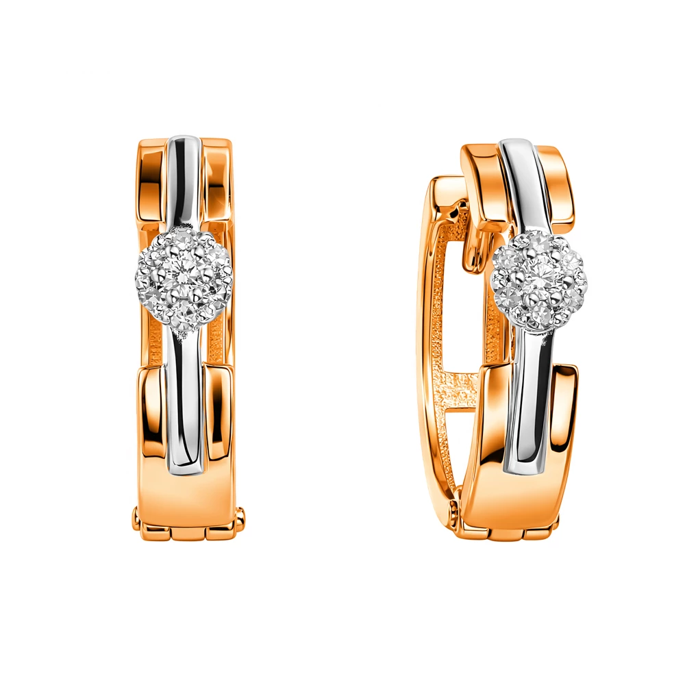 Серьги с бриллиантами из красного золота 585 пробы