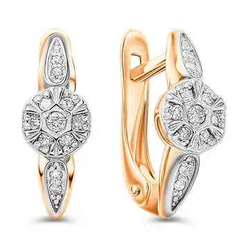 Серьги с бриллиантами из красного золота 585 пробы