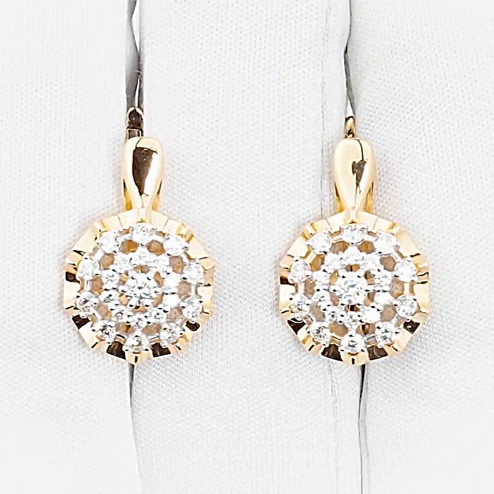 Серьги с бриллиантами из красного золота 585 пробы