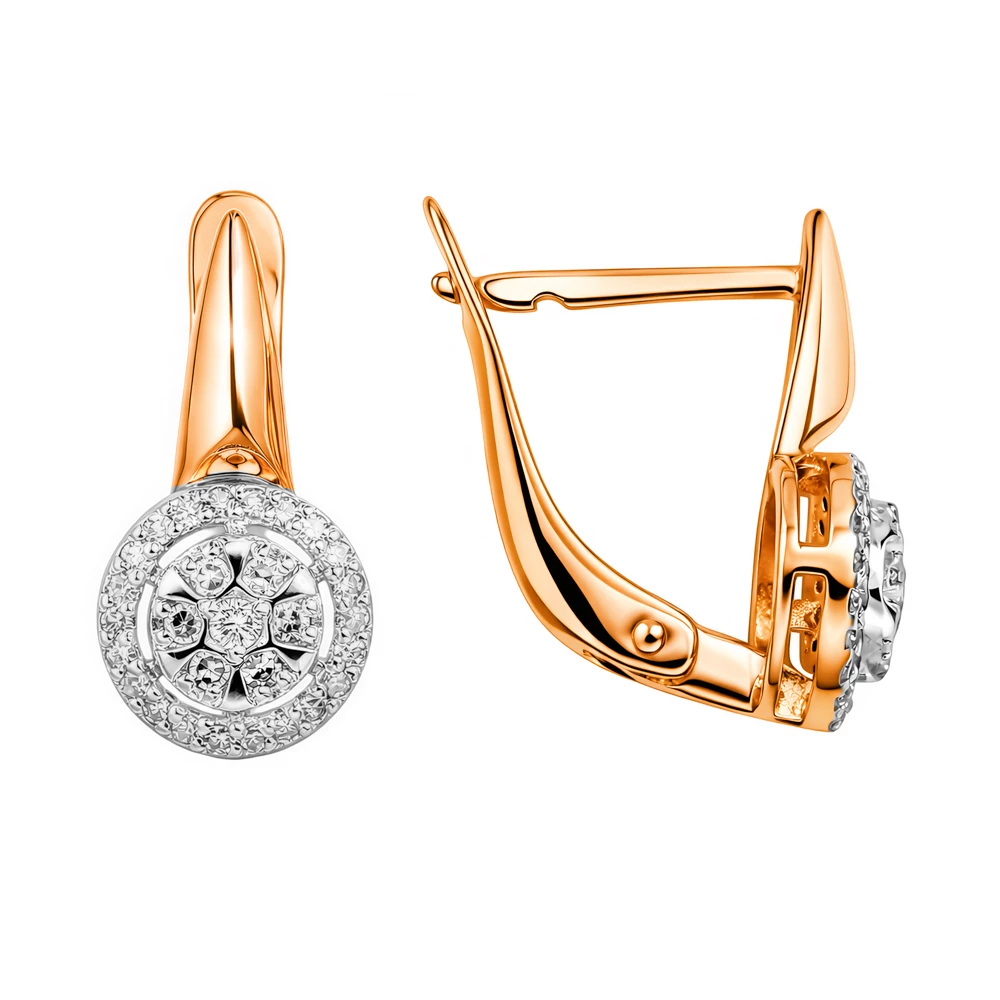 Серьги с бриллиантами из красного золота 585 пробы