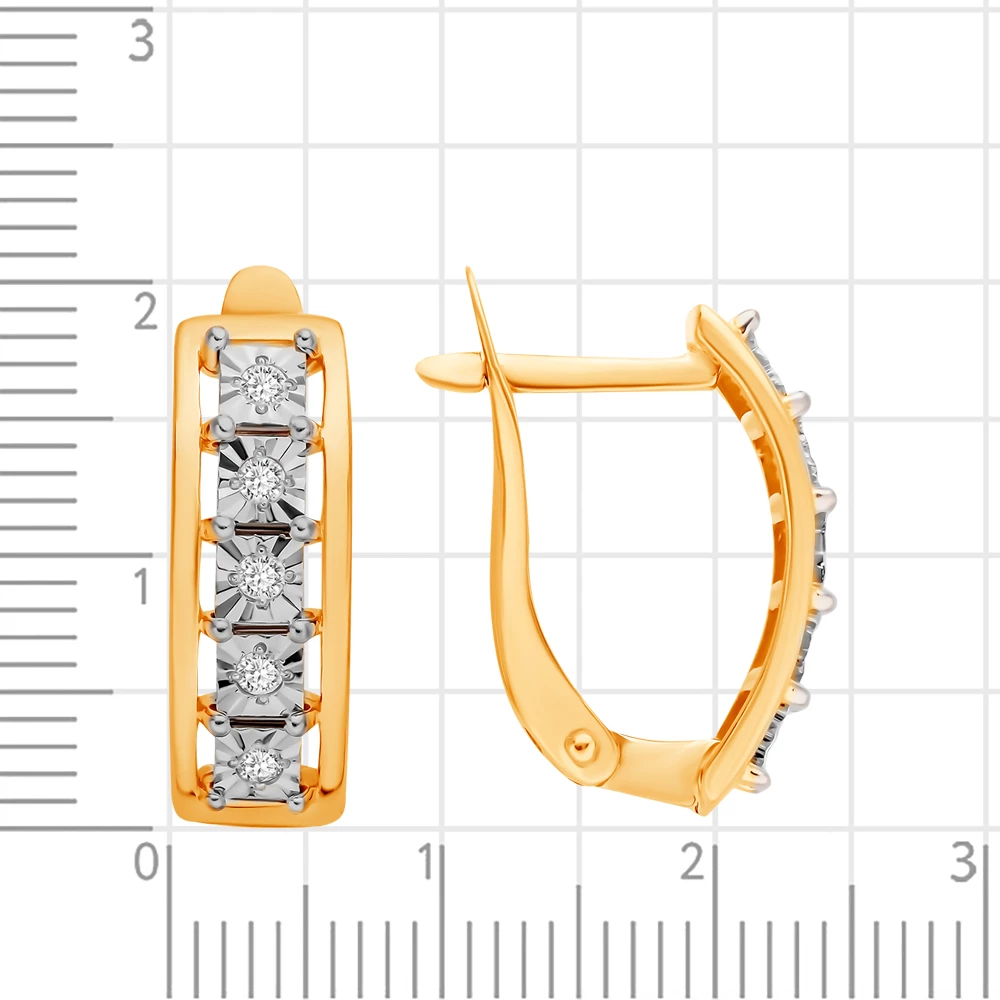 Серьги с бриллиантами из красного золота 585 пробы