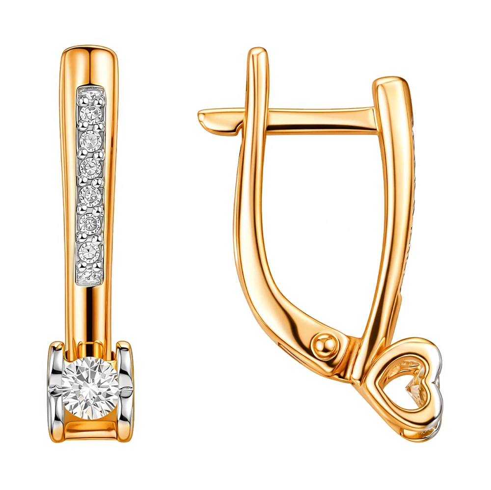 Серьги с бриллиантами из красного золота 585 пробы