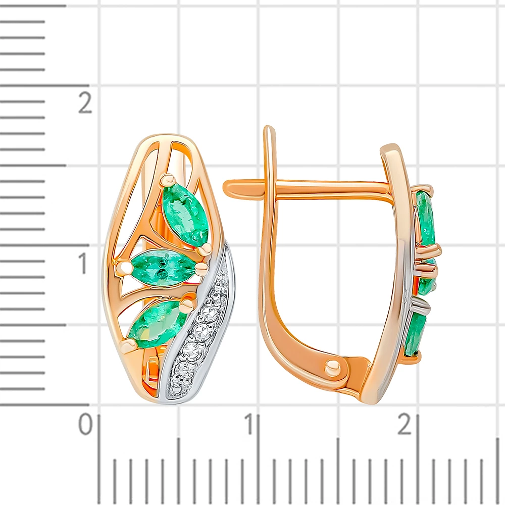 Серьги с изумрудами и бриллиантами из красного золота 585 пробы 2
