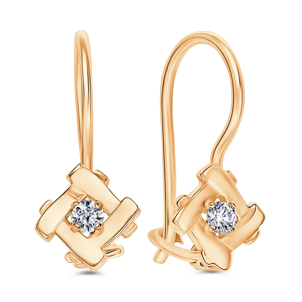 Серьги с бриллиантами из красного золота 585 пробы 1