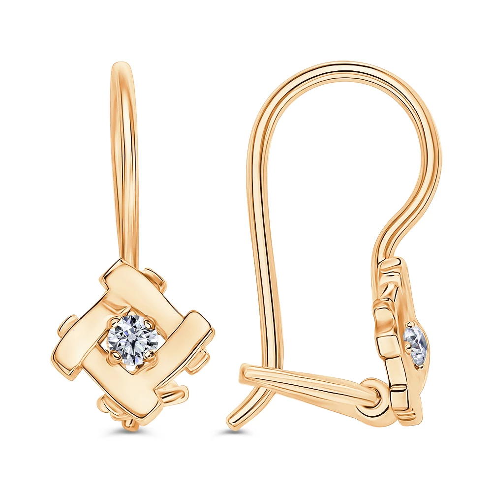 Серьги с бриллиантами из красного золота 585 пробы 2