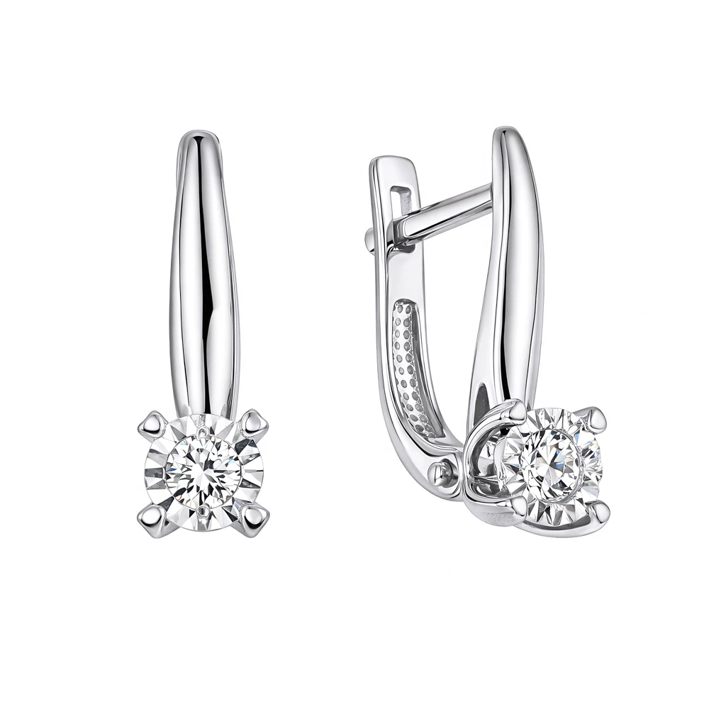 Серьги с бриллиантами из белого золота 585 пробы