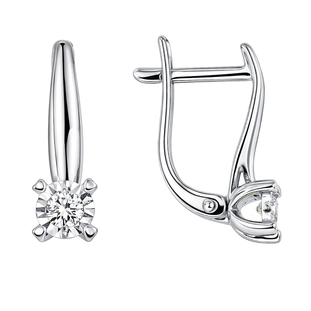 Серьги с бриллиантами из белого золота 585 пробы