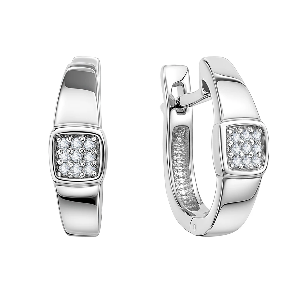 Серьги с бриллиантами из белого золота 585 пробы