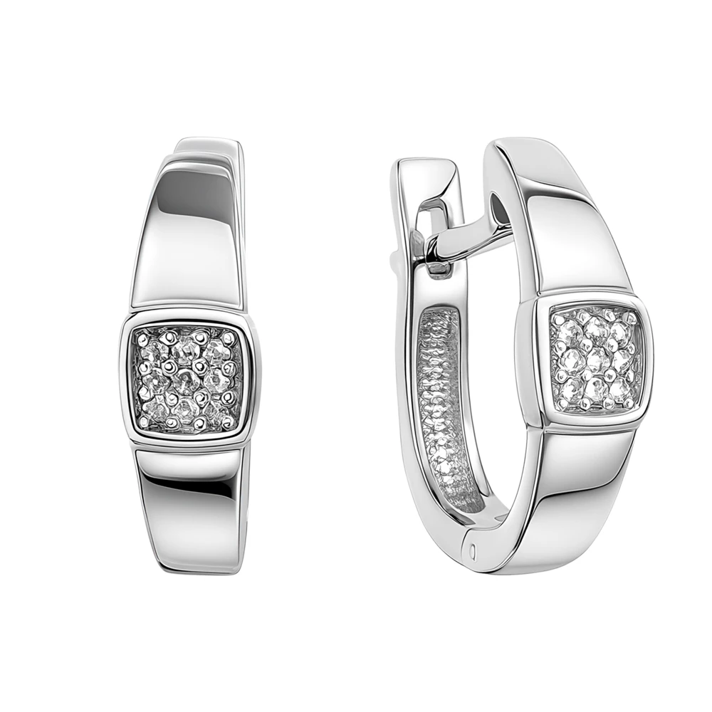 Серьги с бриллиантами из белого золота 585 пробы