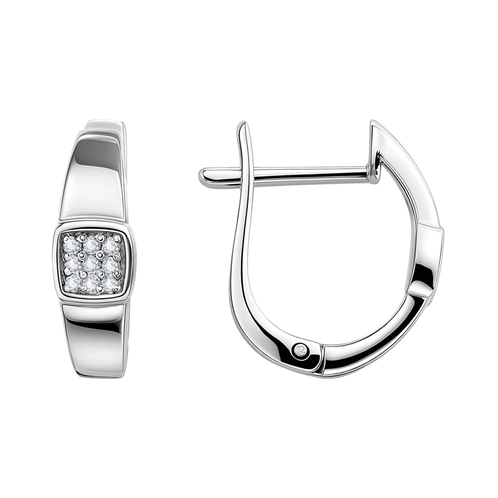 Серьги с бриллиантами из белого золота 585 пробы