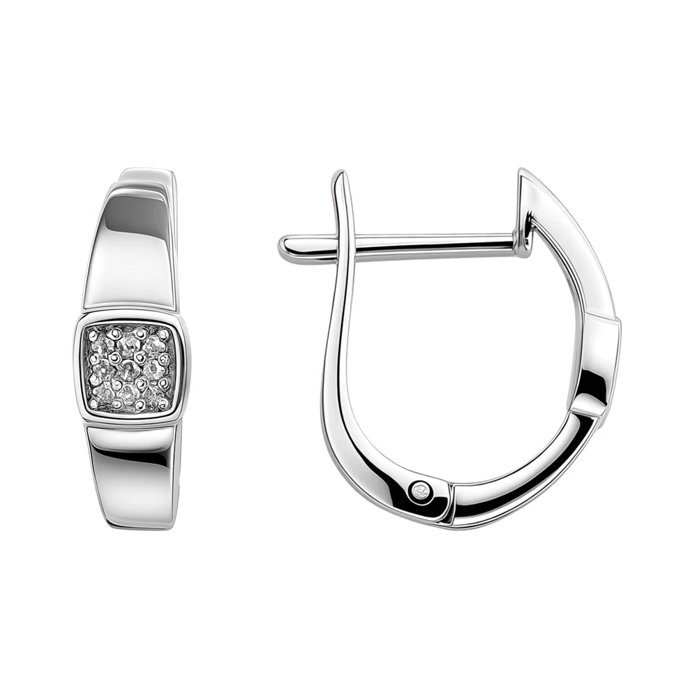 Серьги с бриллиантами из белого золота 585 пробы