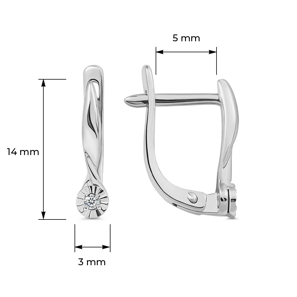 Серьги с бриллиантами из белого золота 585 пробы