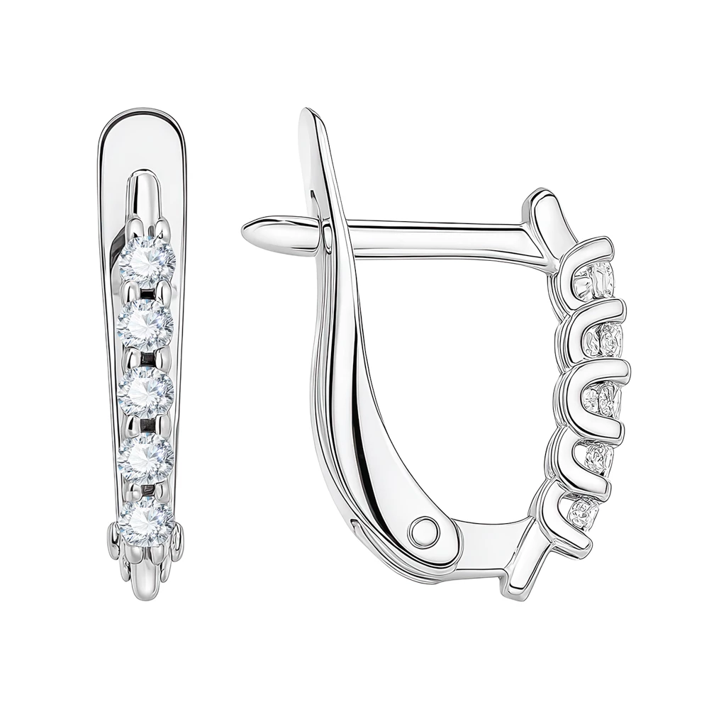 Серьги с бриллиантами из белого золота 585 пробы