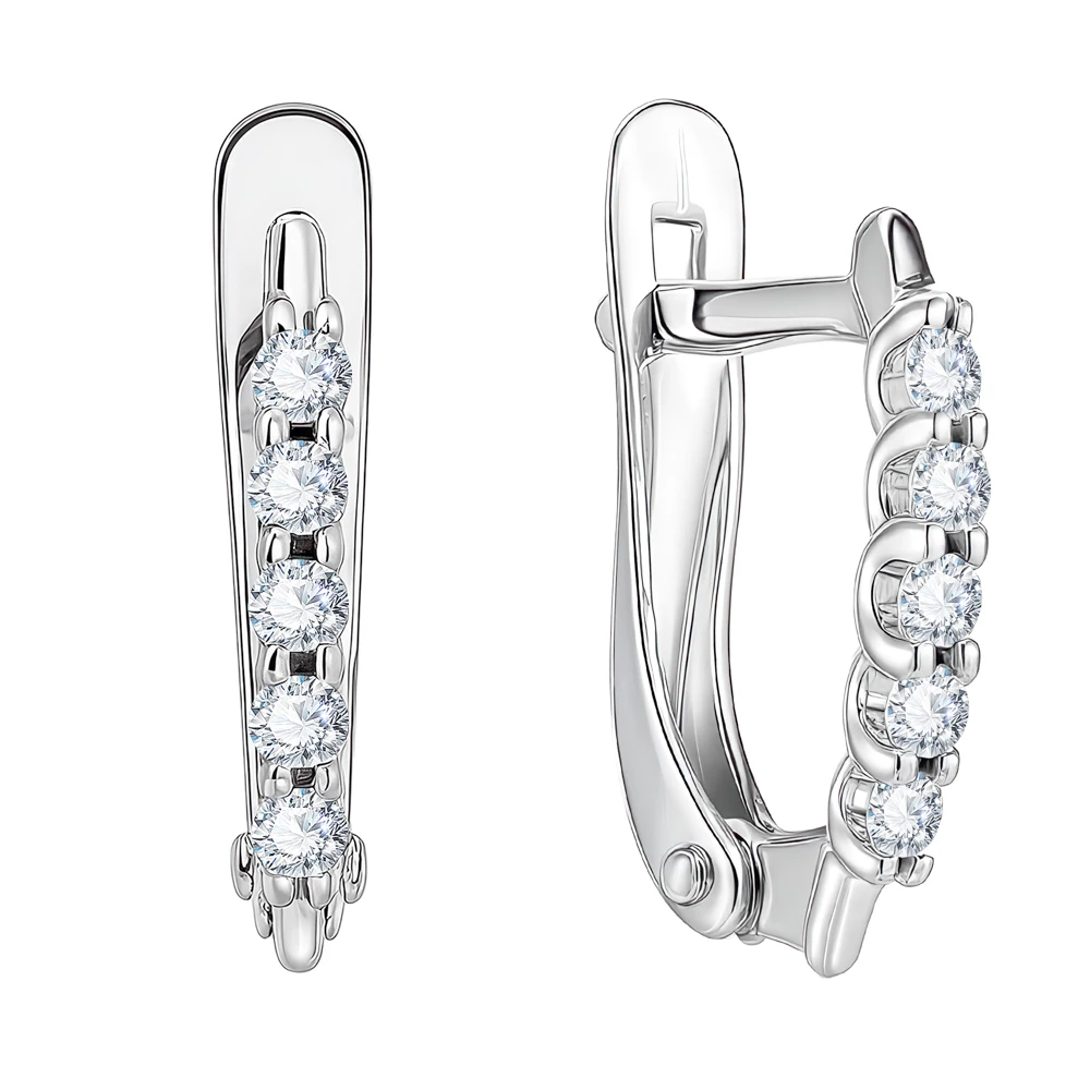 Серьги с бриллиантами из белого золота 585 пробы