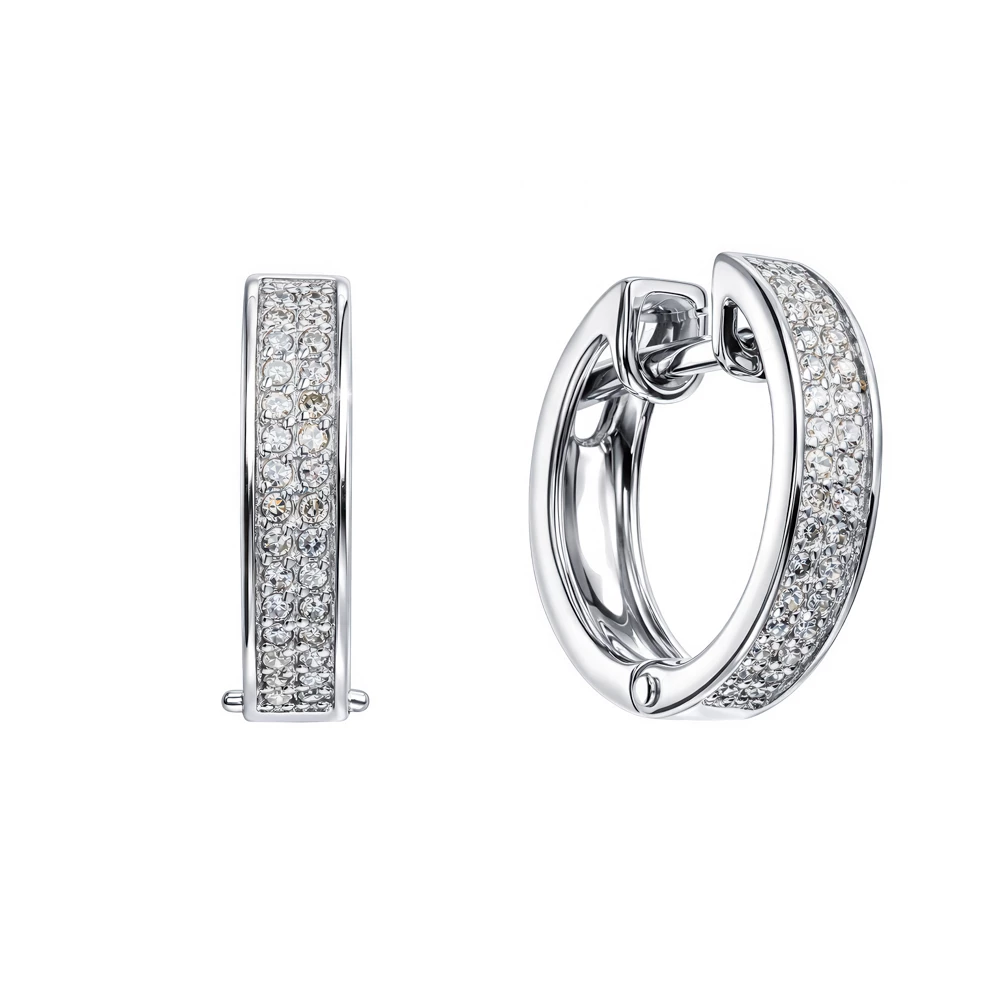 Серьги с бриллиантами из белого золота 585 пробы