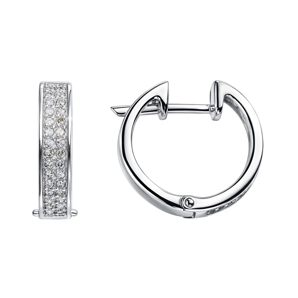 Серьги с бриллиантами из белого золота 585 пробы