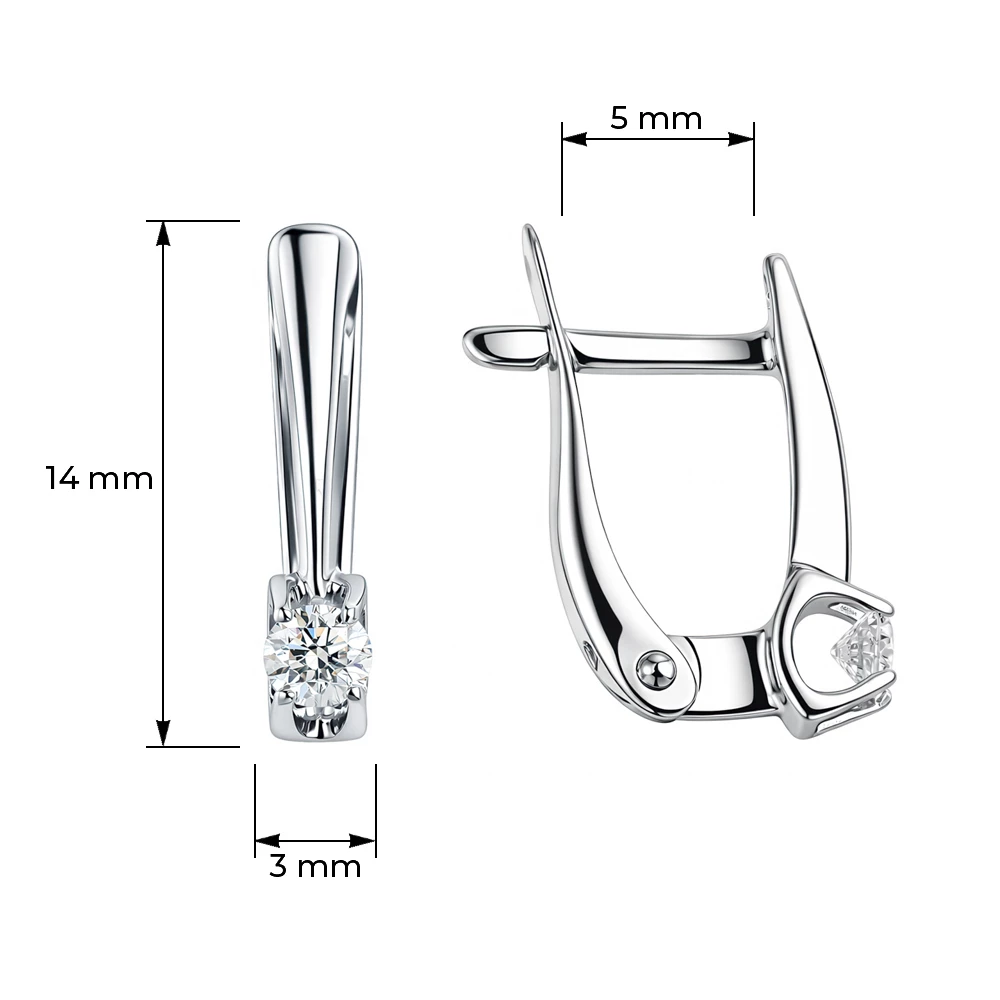 Серьги с бриллиантами из белого золота 585 пробы