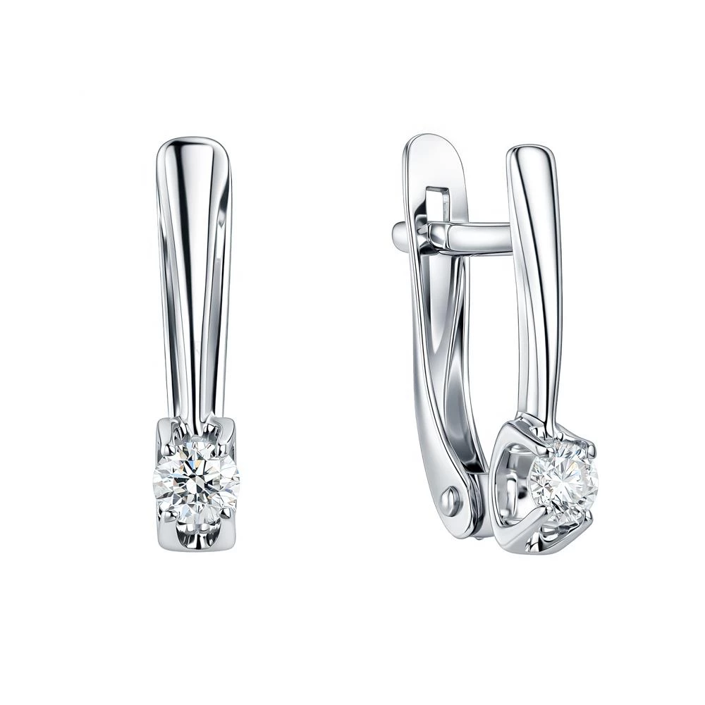 Серьги с бриллиантами из белого золота 585 пробы