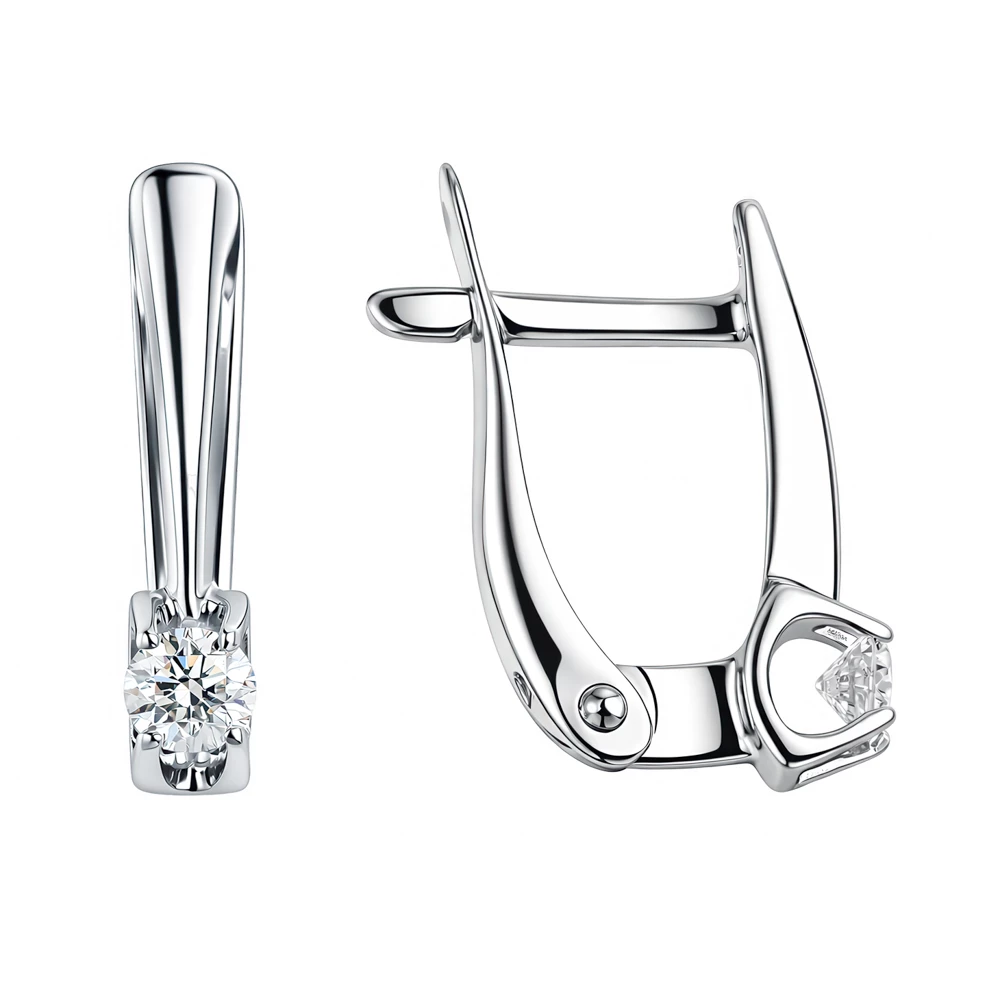 Серьги с бриллиантами из белого золота 585 пробы