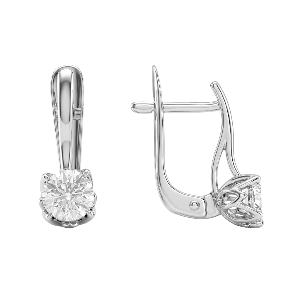 Серьги с бриллиантами из белого золота 585 пробы