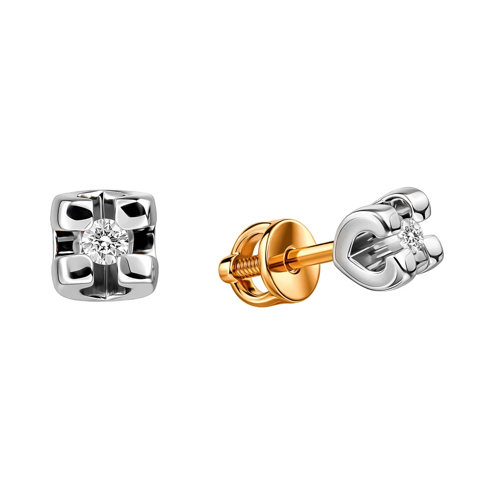 Серьги с бриллиантами из красного золота 585 пробы