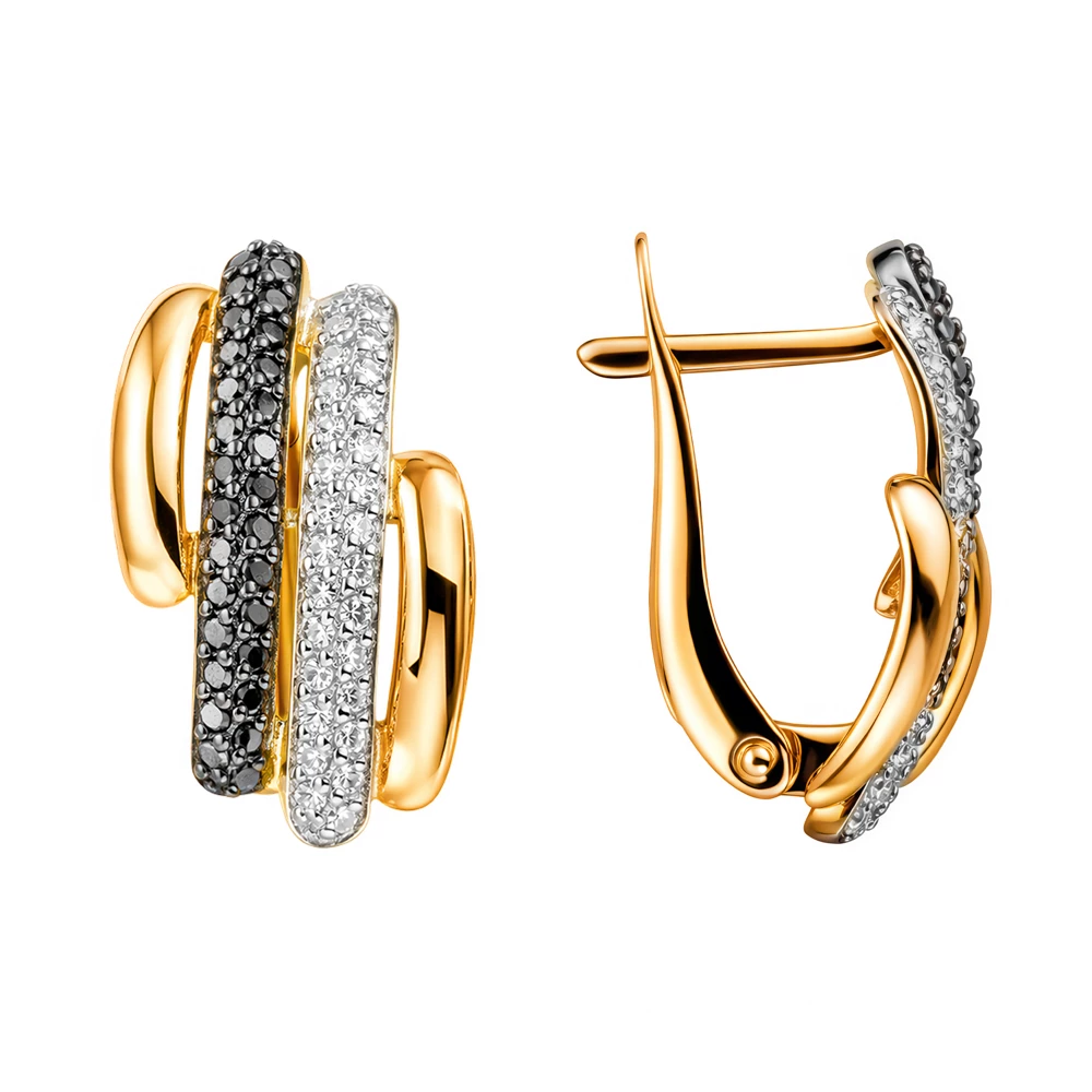 Серьги с бриллиантами из красного золота 585 пробы