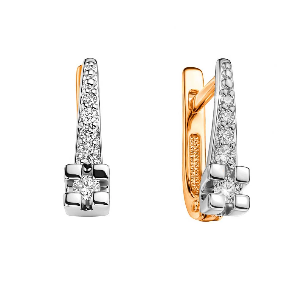 Серьги с бриллиантами из красного золота 585 пробы