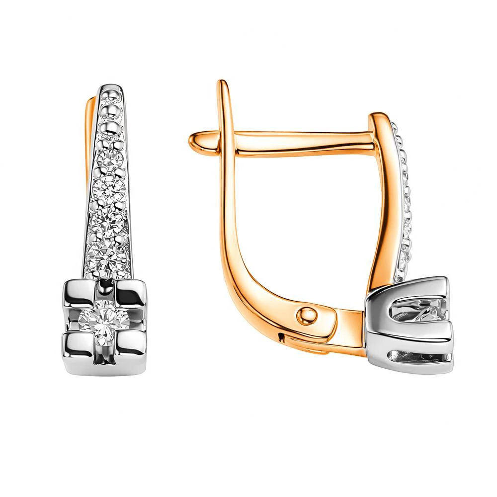 Серьги с бриллиантами из красного золота 585 пробы