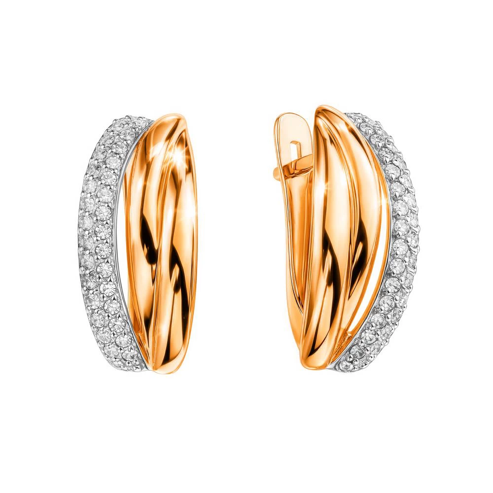 Серьги с бриллиантами из красного золота 585 пробы