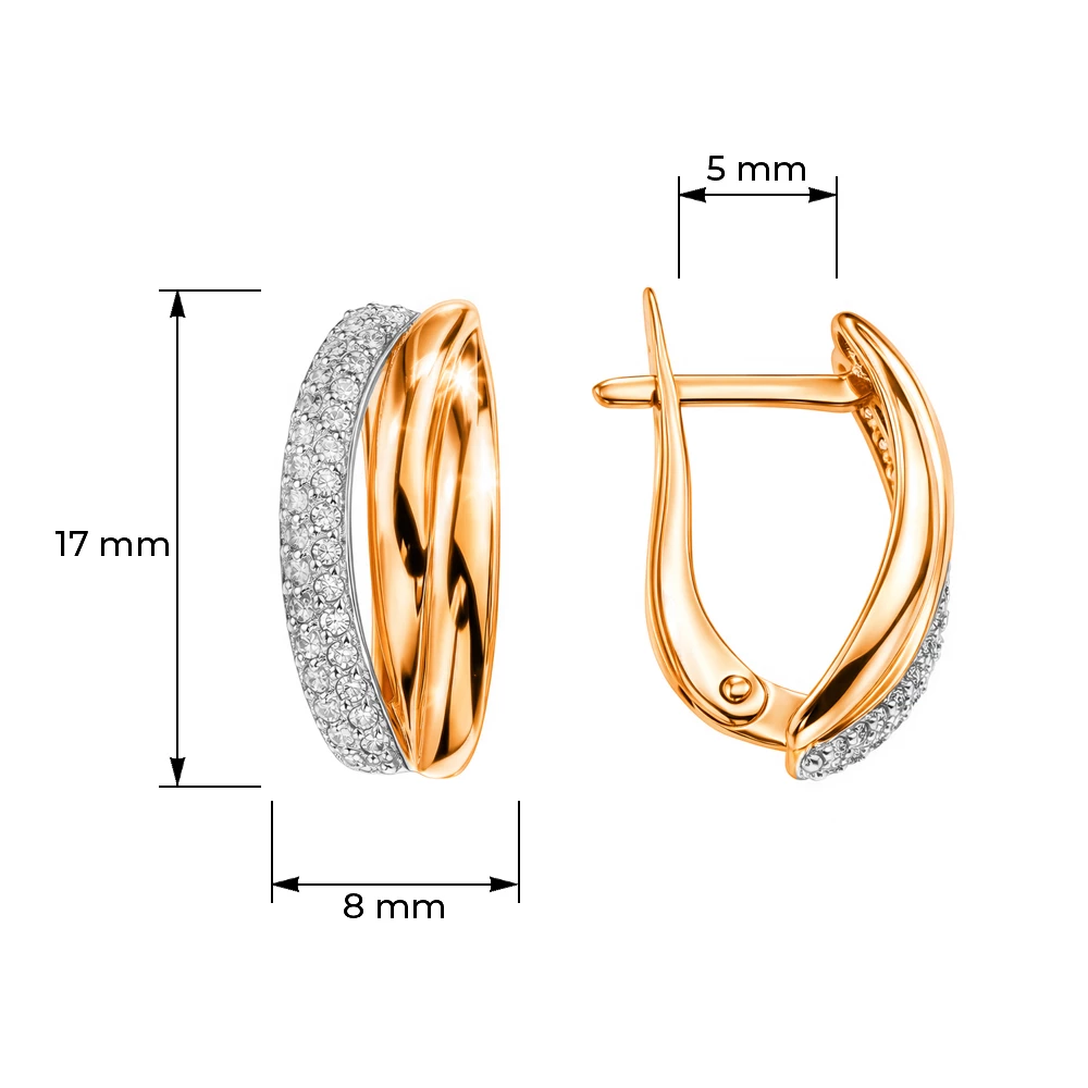 Серьги с бриллиантами из красного золота 585 пробы