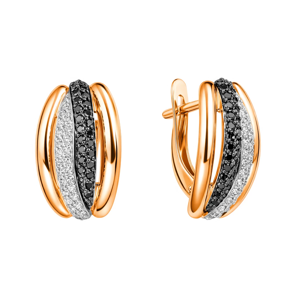 Серьги с бриллиантами из красного золота 585 пробы