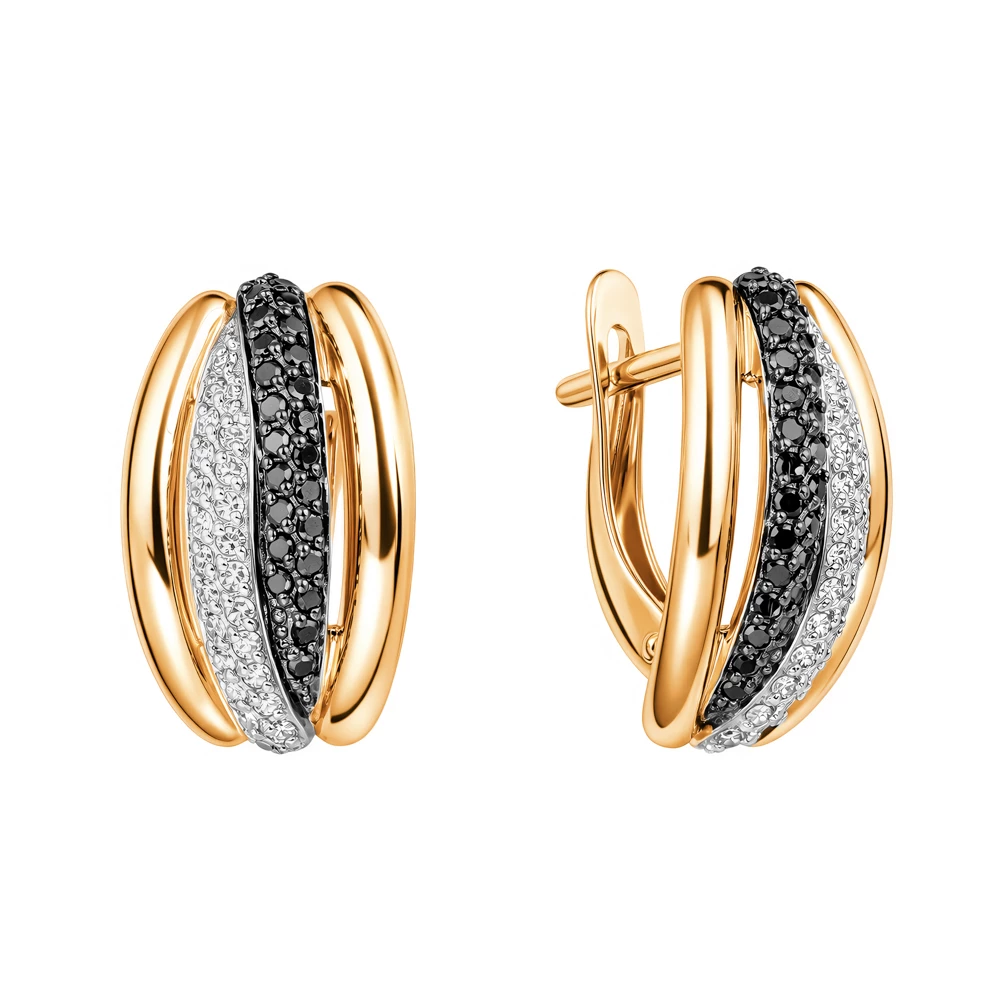 Серьги с бриллиантами из красного золота 585 пробы