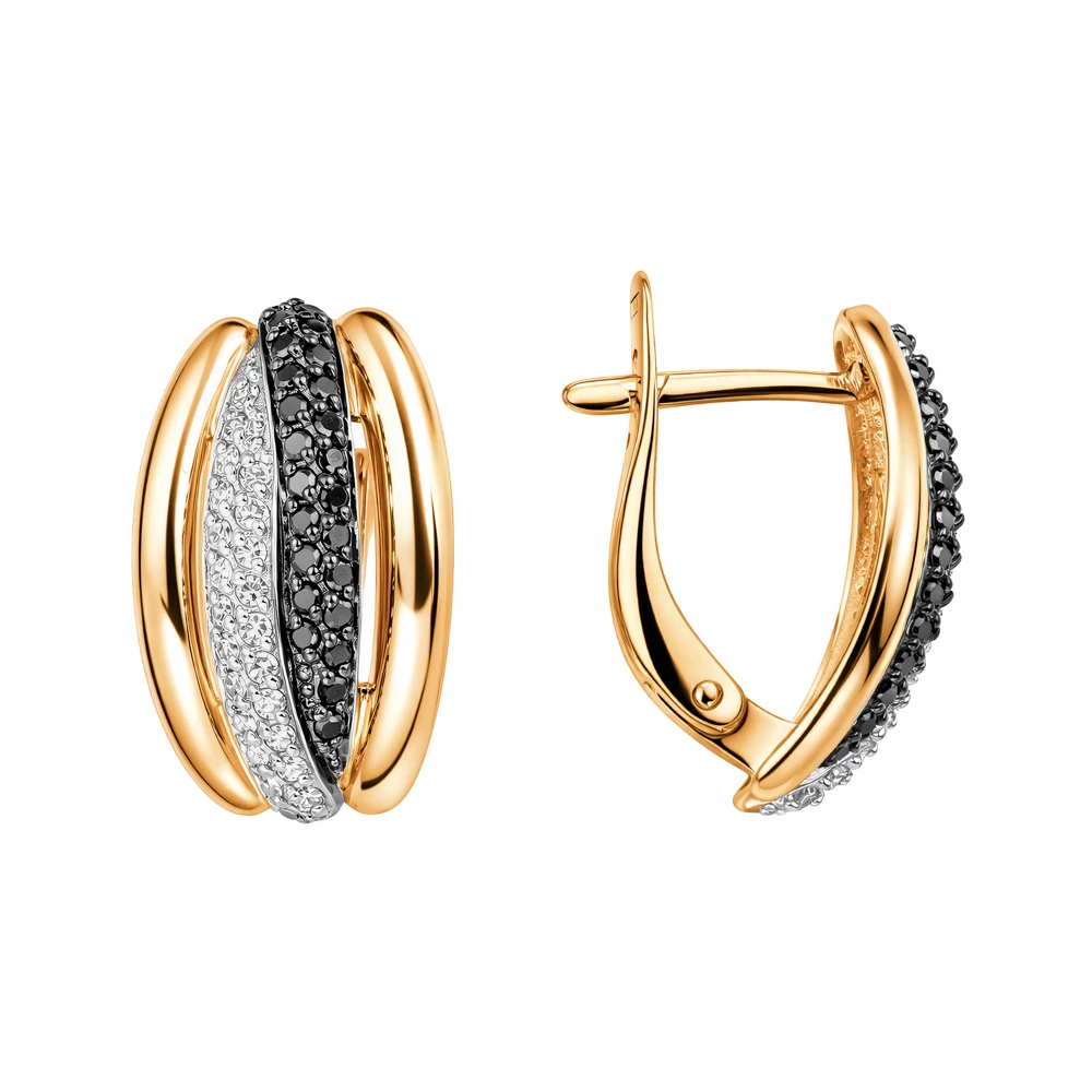 Серьги с бриллиантами из красного золота 585 пробы