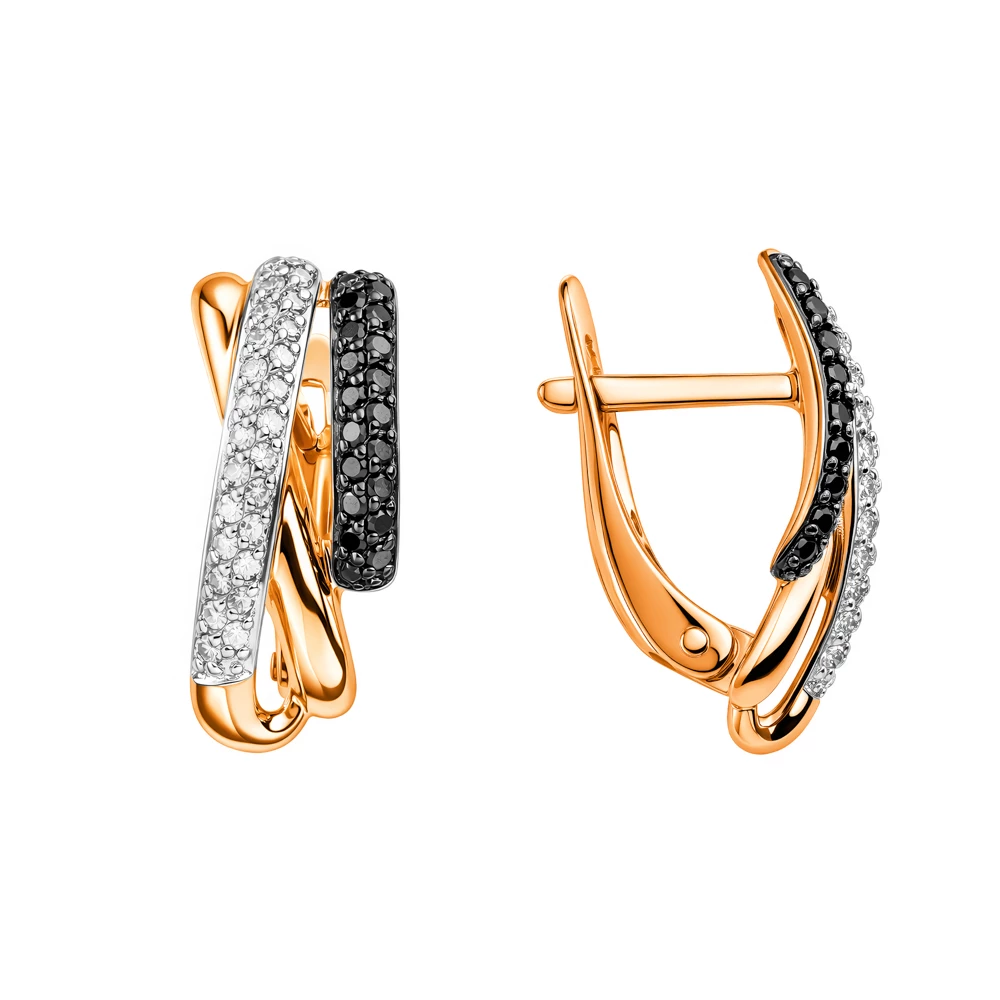 Серьги с бриллиантами из красного золота 585 пробы Серьги с бриллиантами из красного золота 585 пробы