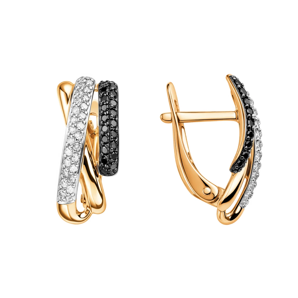 Серьги с бриллиантами из красного золота 585 пробы