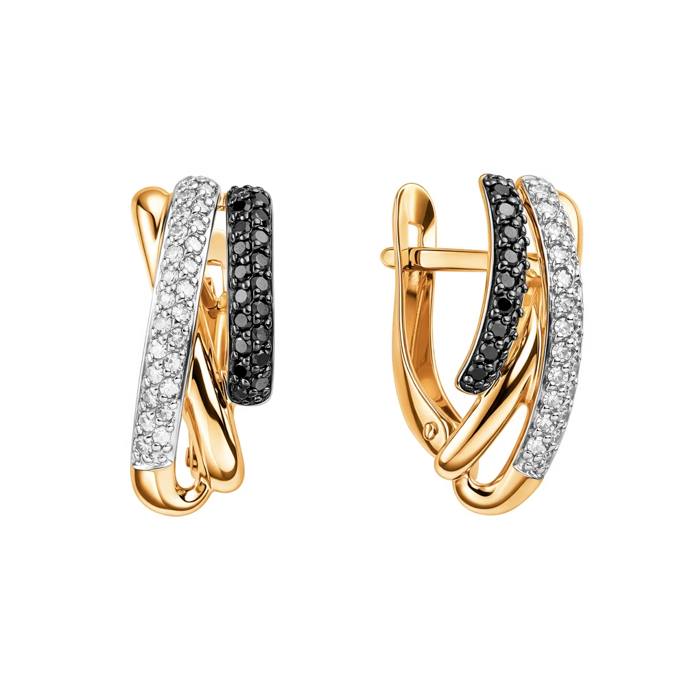 Серьги с бриллиантами из красного золота 585 пробы