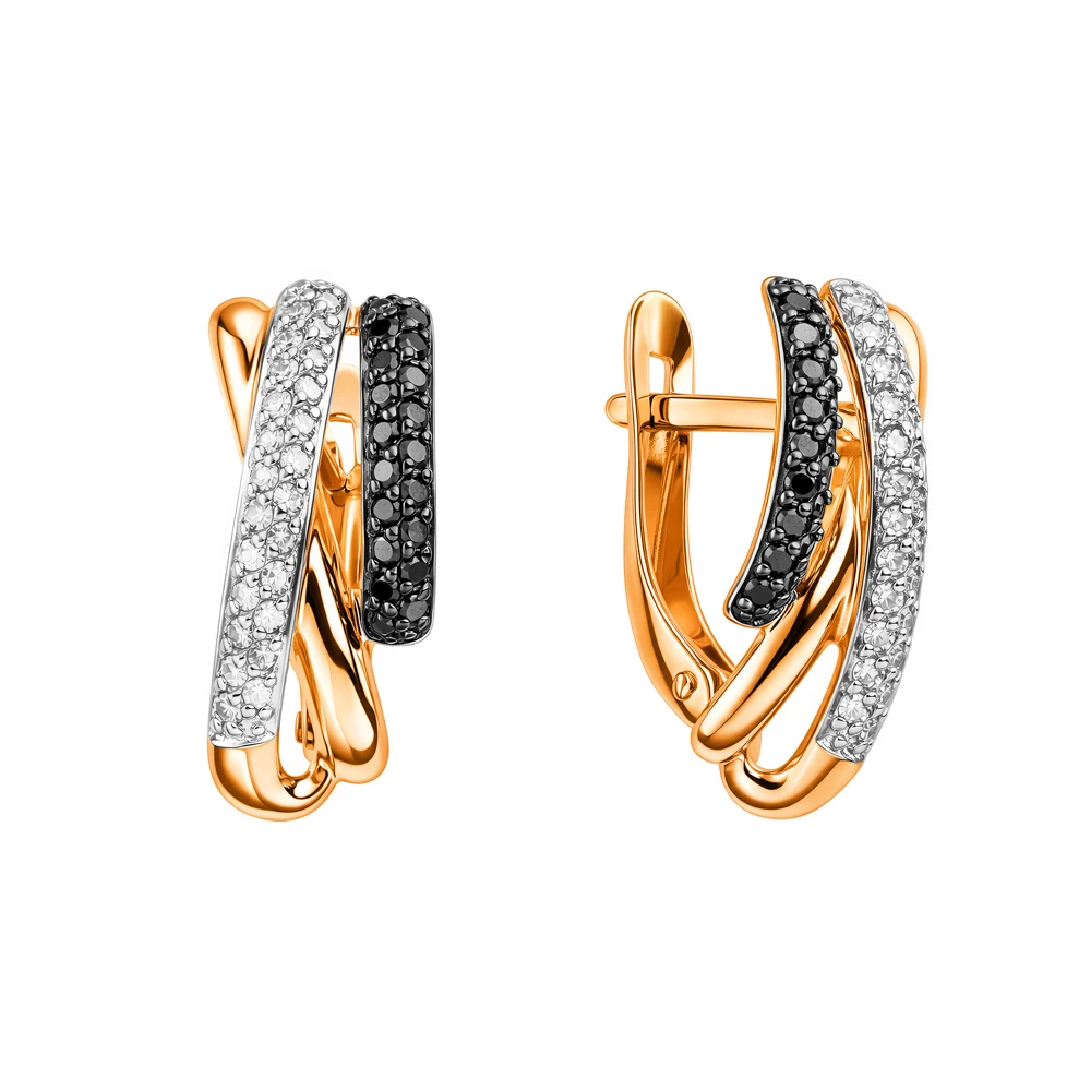 Серьги с бриллиантами из красного золота 585 пробы Серьги с бриллиантами из красного золота 585 пробы