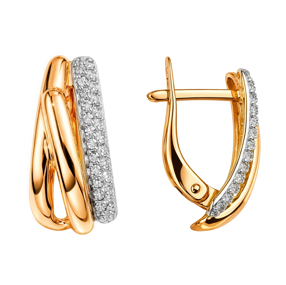 Серьги с бриллиантами из красного золота 585 пробы