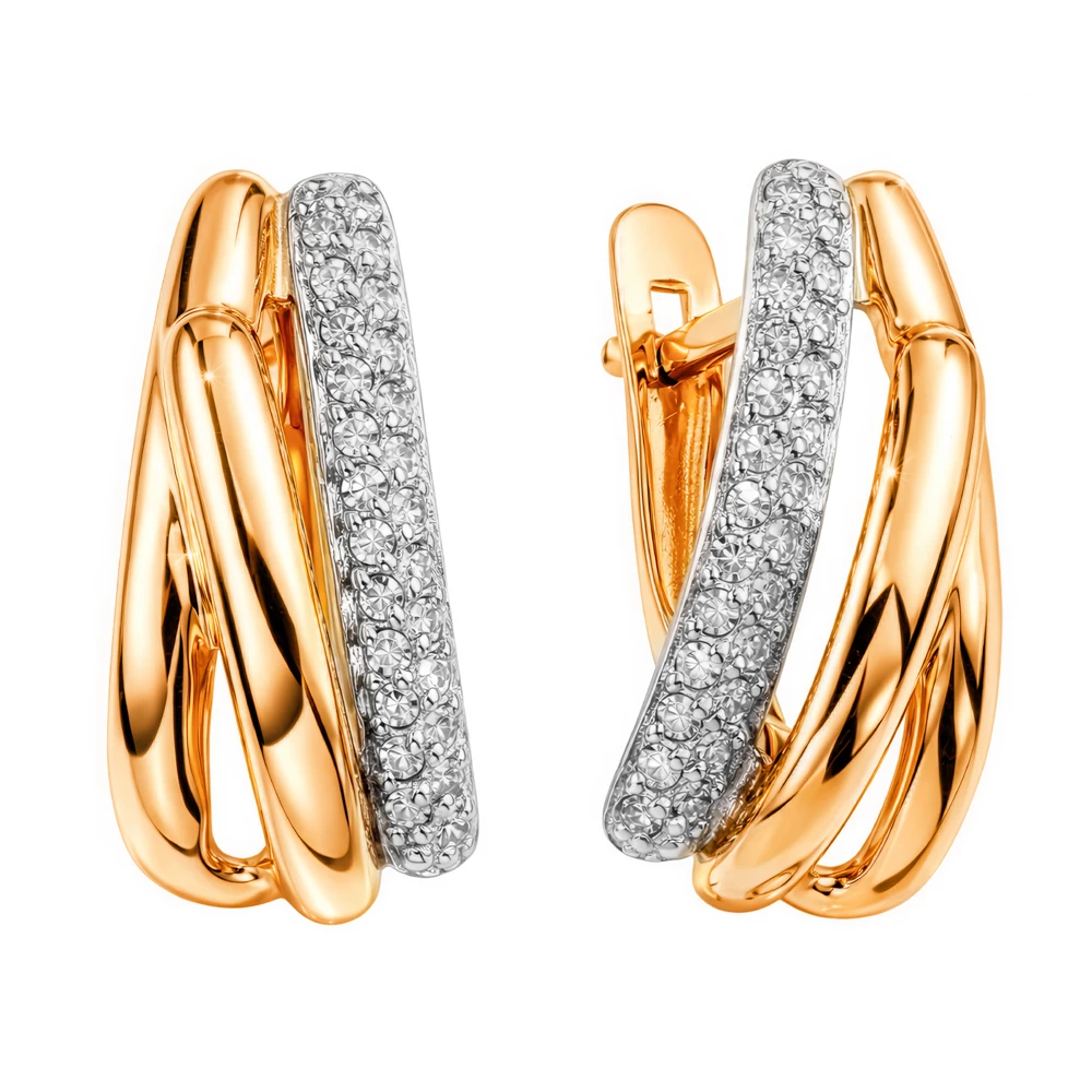 Серьги с бриллиантами из красного золота 585 пробы