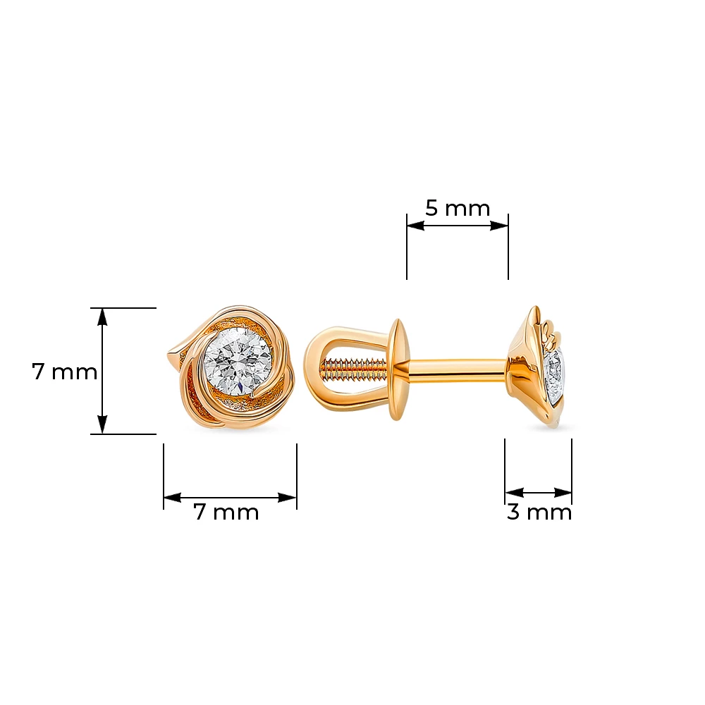 Серьги с бриллиантами из красного золота 585 пробы