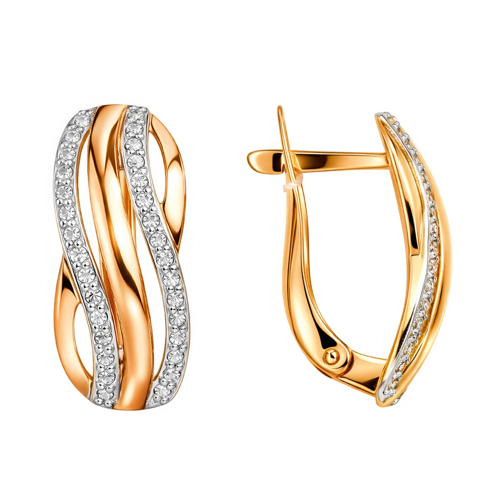 Серьги с бриллиантами из красного золота 585 пробы