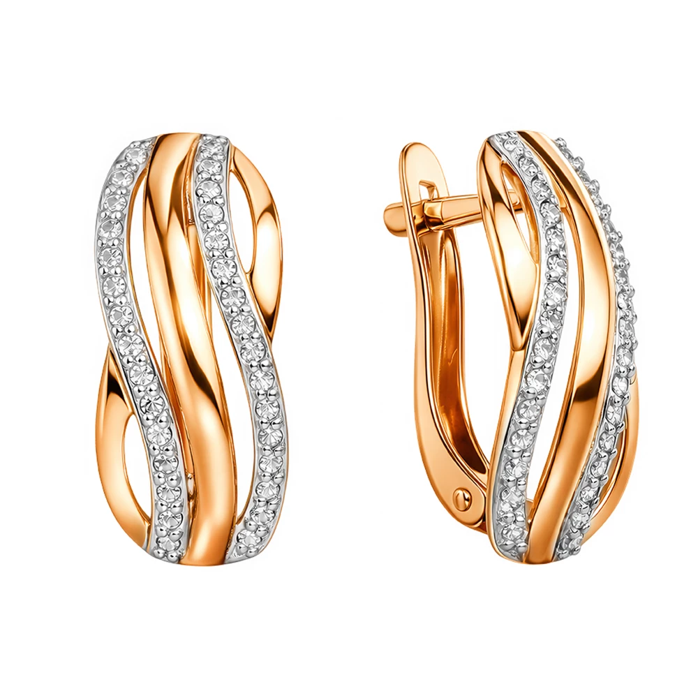 Серьги с бриллиантами из красного золота 585 пробы