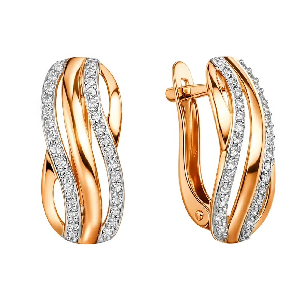 Серьги с бриллиантами из красного золота 585 пробы 1
