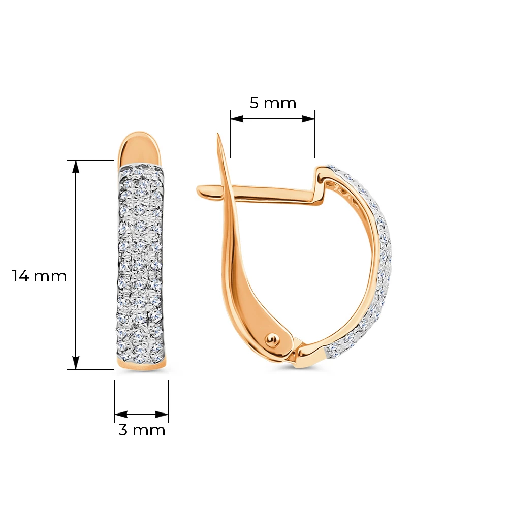 Серьги с бриллиантами из красного золота 585 пробы