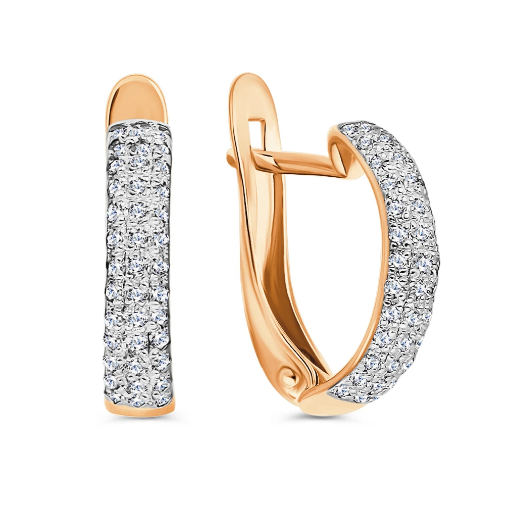 Серьги с бриллиантами из красного золота 585 пробы