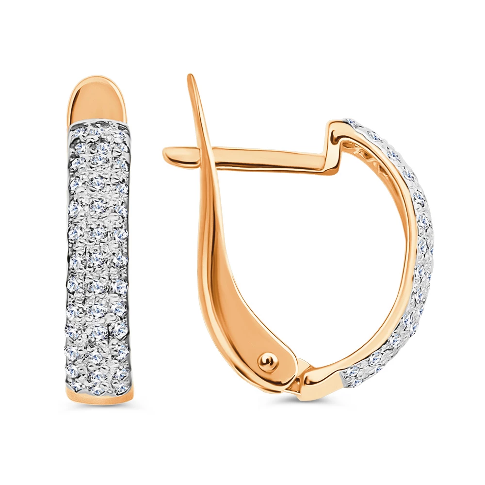 Серьги с бриллиантами из красного золота 585 пробы