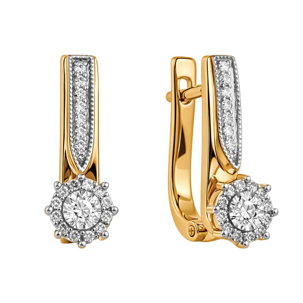 Серьги с бриллиантами из красного золота 585 пробы